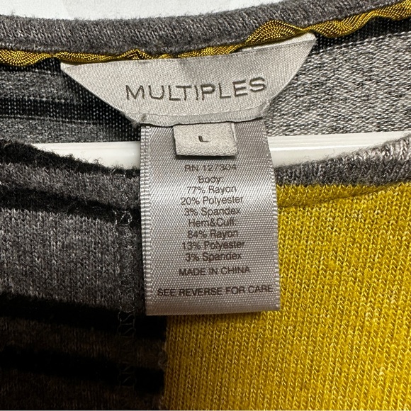 MULTIPLES LIGHTWEIGHT SWEATER GRAY BLACK YELLOW - Picture 4 of 4